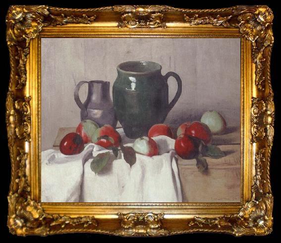 framed  Felix Vallotton Still life with Jug and Apples, ta009-2